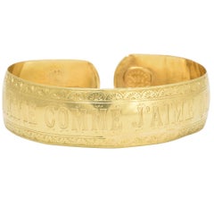 Antique Victorian Sentimental "To Be Loved" Gold Bangle