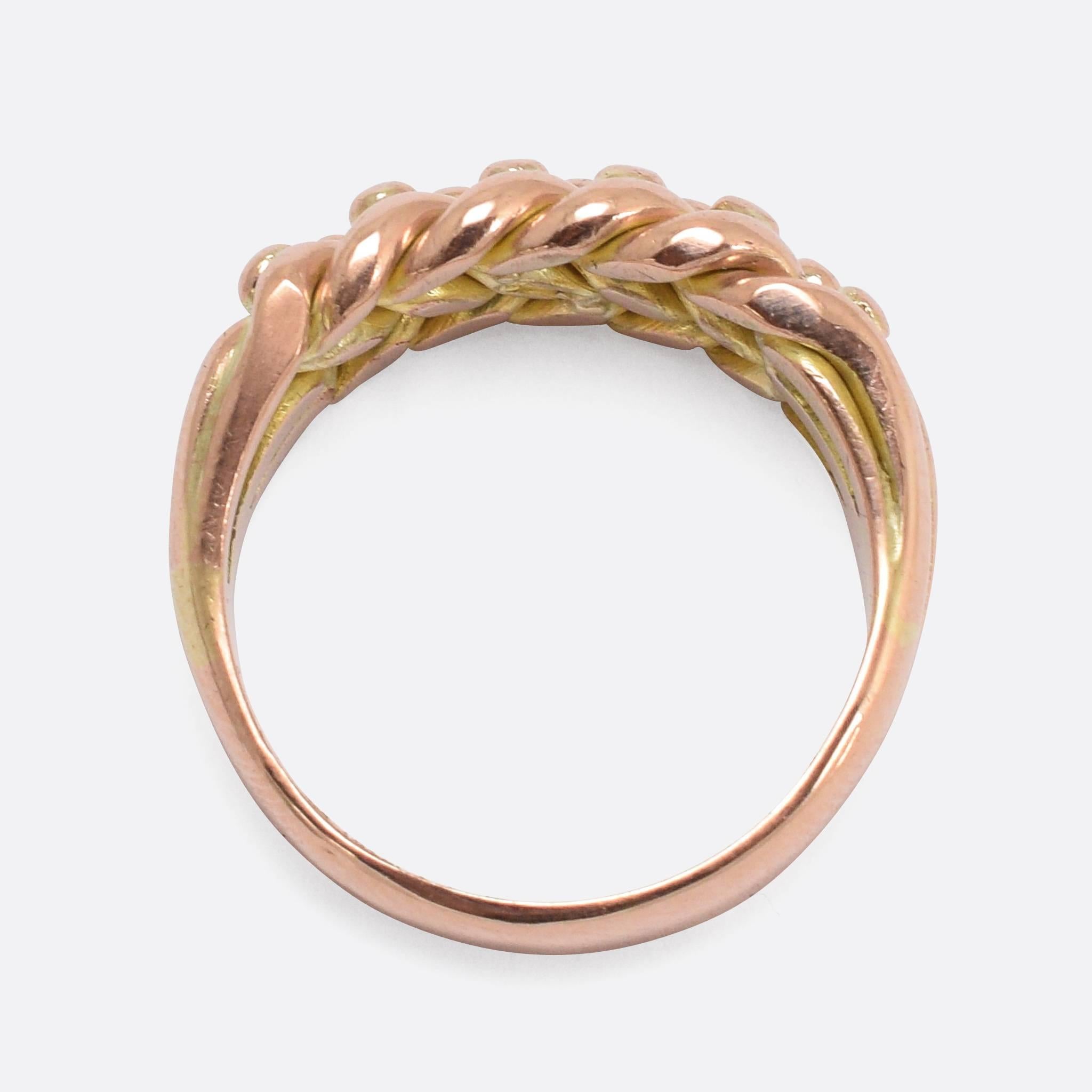 braided rose gold ring