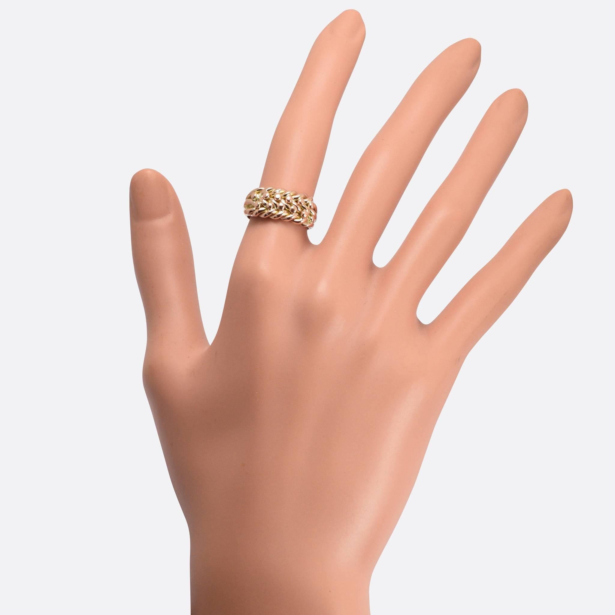 Antique Edwardian Rose Gold Braided Keeper Ring In Excellent Condition In Sale, Cheshire