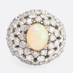 Vintage 1940s Opal Diamond Bombé Ring