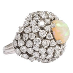 Vintage 1940s Opal Diamond Bombé Ring 4