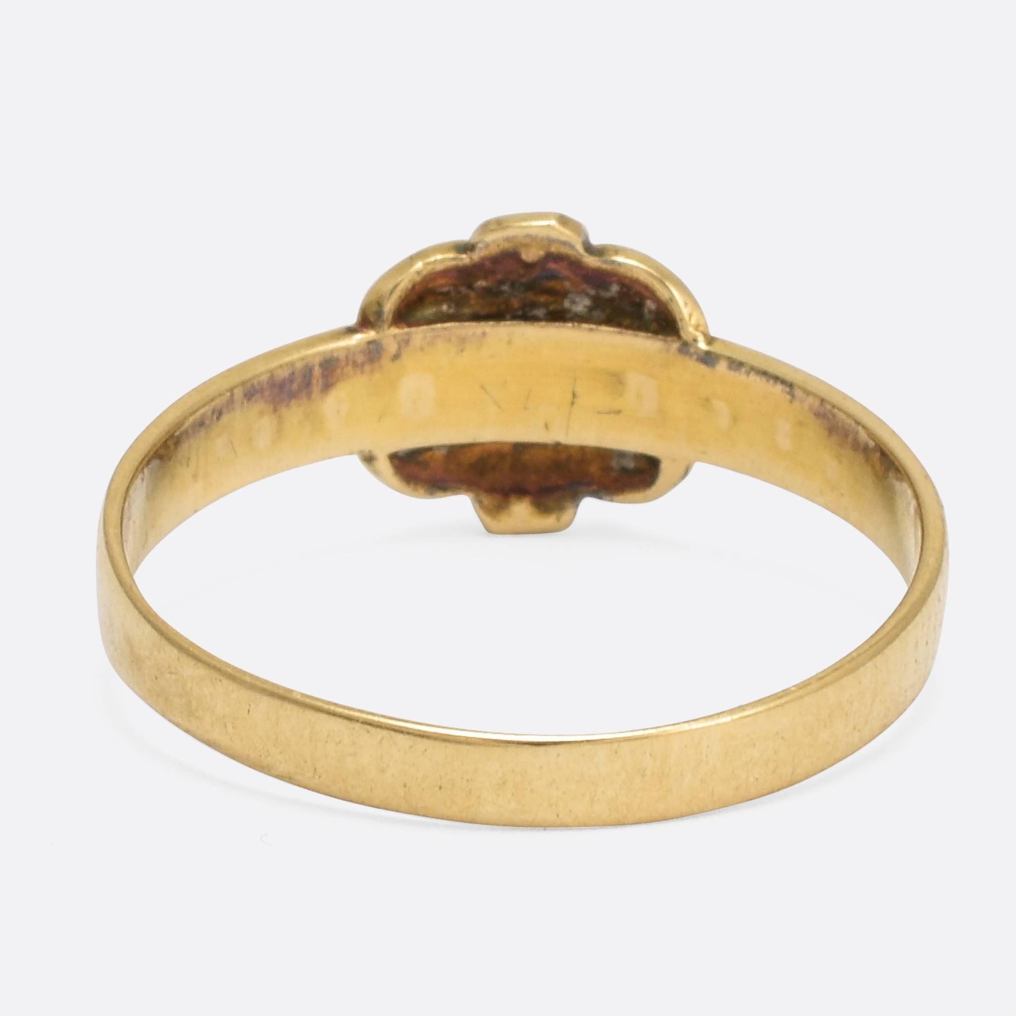Rose Cut Mid-Victorian Turquoise Diamond X Ring