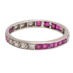 1920s Art Deco Ruby Diamond Eternity Ring