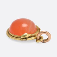 Antique Mid-Victorian Carnelian Snake Pendant