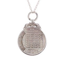 Antique Edwardian Perpetual Calendar Sterling Silver Pendant