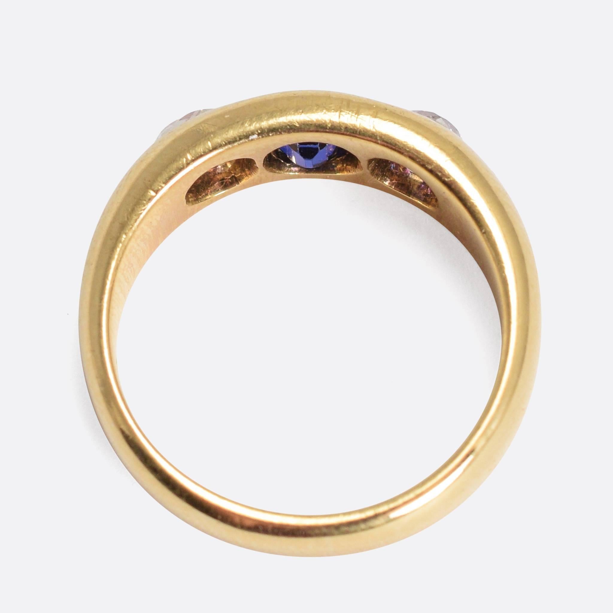 Women's Antique Victorian Sapphire Diamond Gypsy Ring
