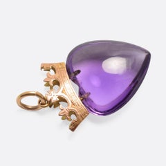 Antique Victorian Amethyst Crowned Heart Pendant