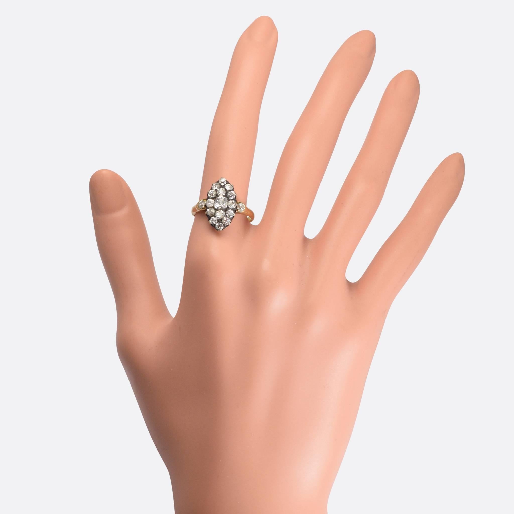 Women's Victorian 2 Carat Old Cut Diamond Marquise Ring