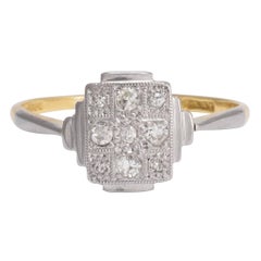 Art Deco Millegrain Cross Diamond Cluster Ring