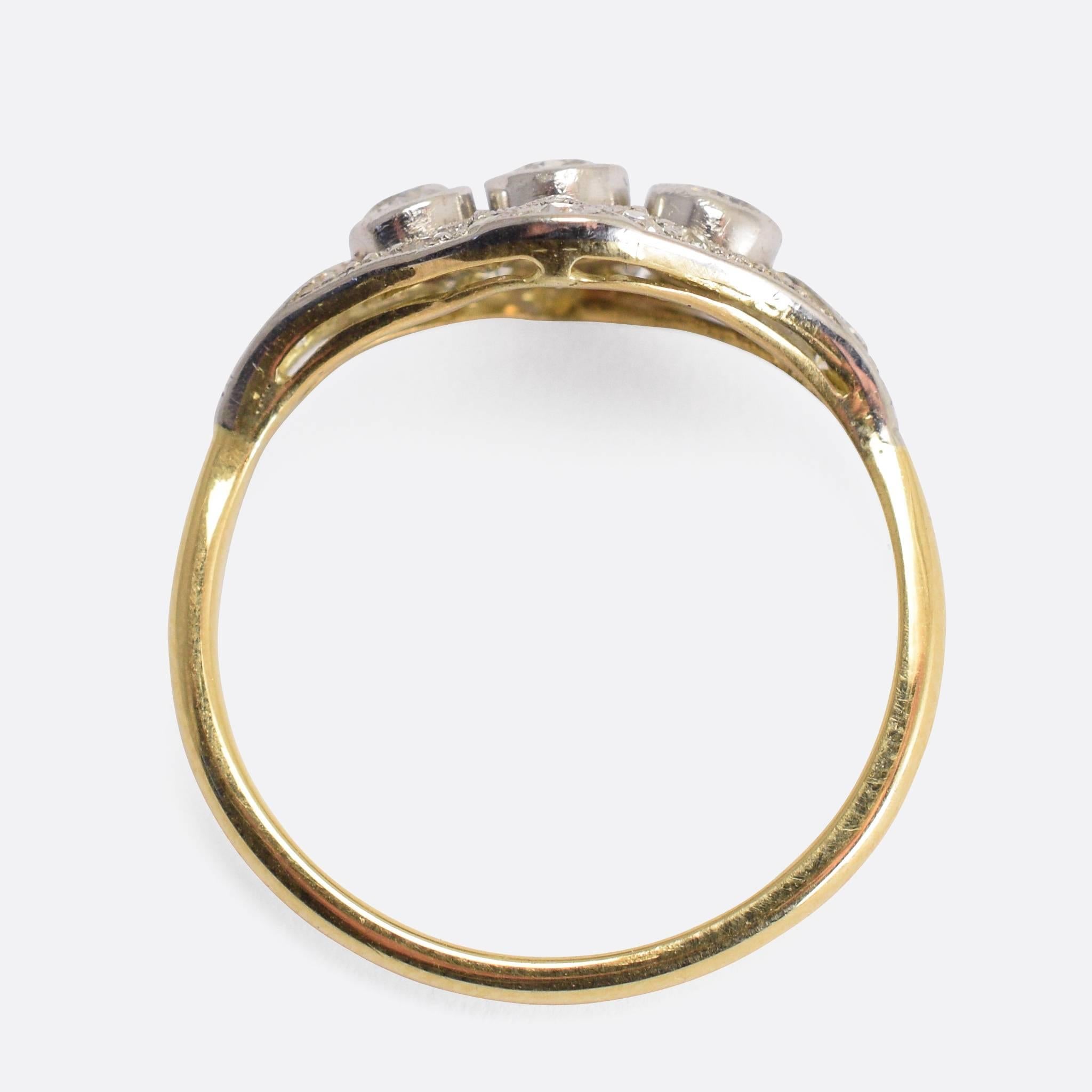 Women's Art Deco Diamond Three-Stone Cluster Ring