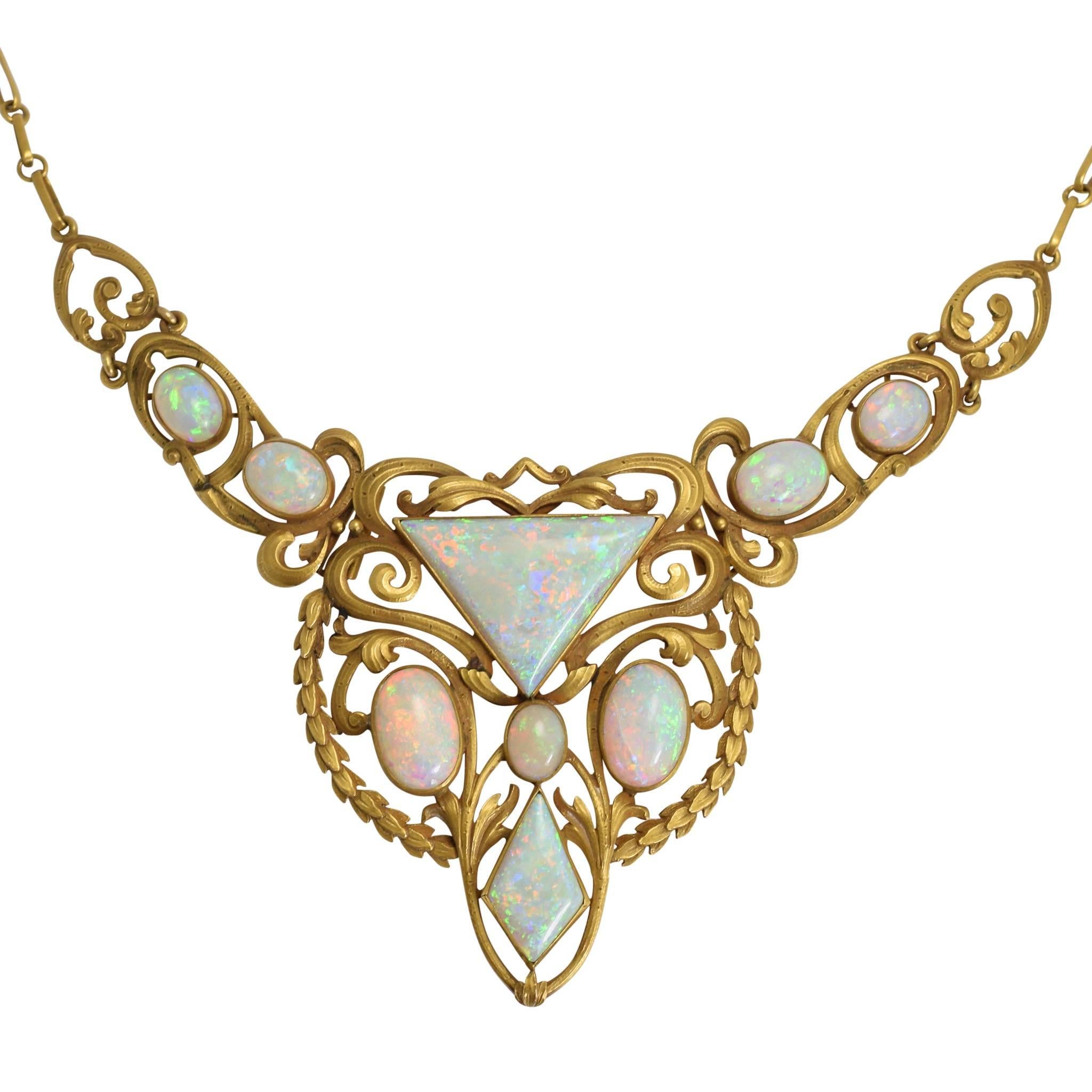 Antique Art Nouveau Opal Necklace
