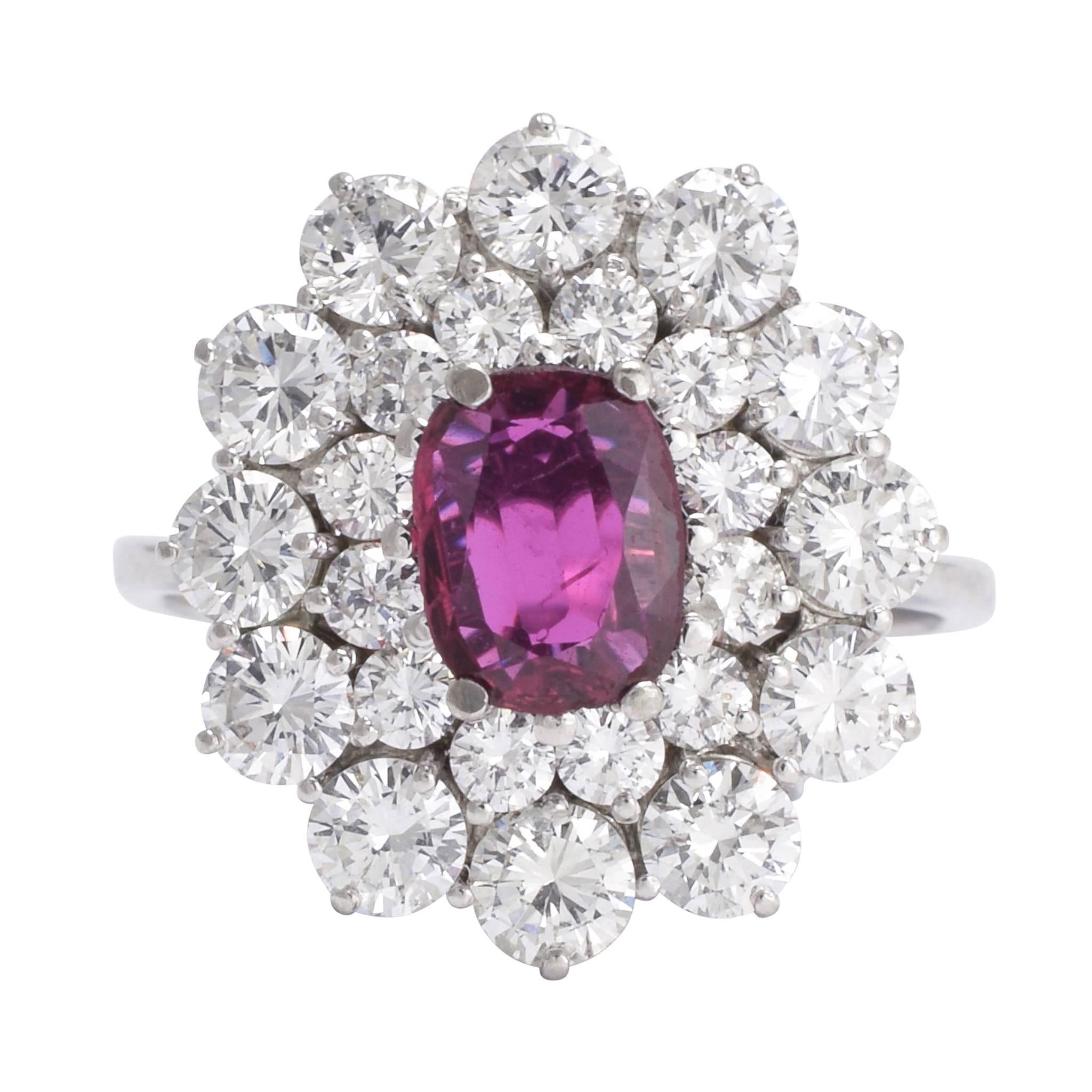 Vintage Ruby Diamond Flower Cluster Ring at 1stDibs vintage diamond