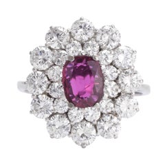 Vintage Ruby Diamond Flower Cluster Ring