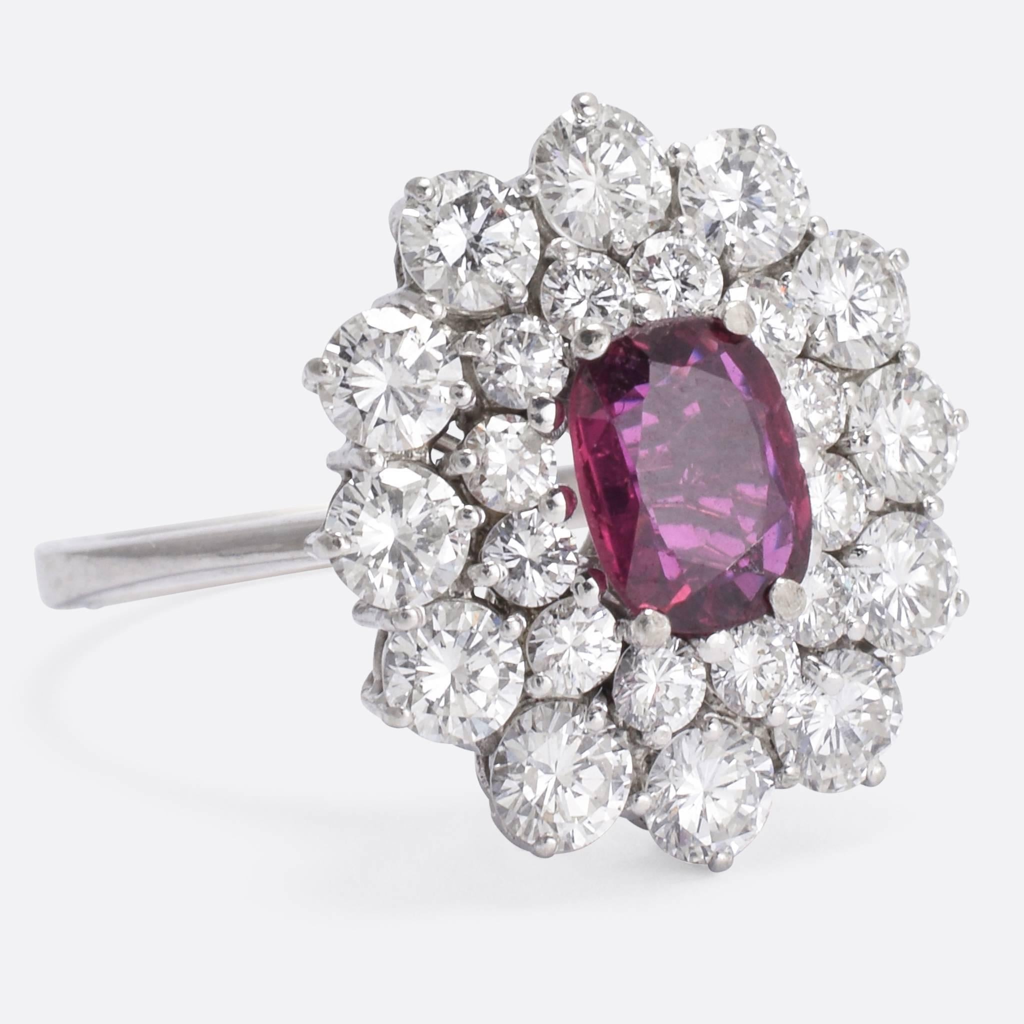 Vintage Ruby Diamond Flower Cluster Ring at 1stDibs vintage diamond
