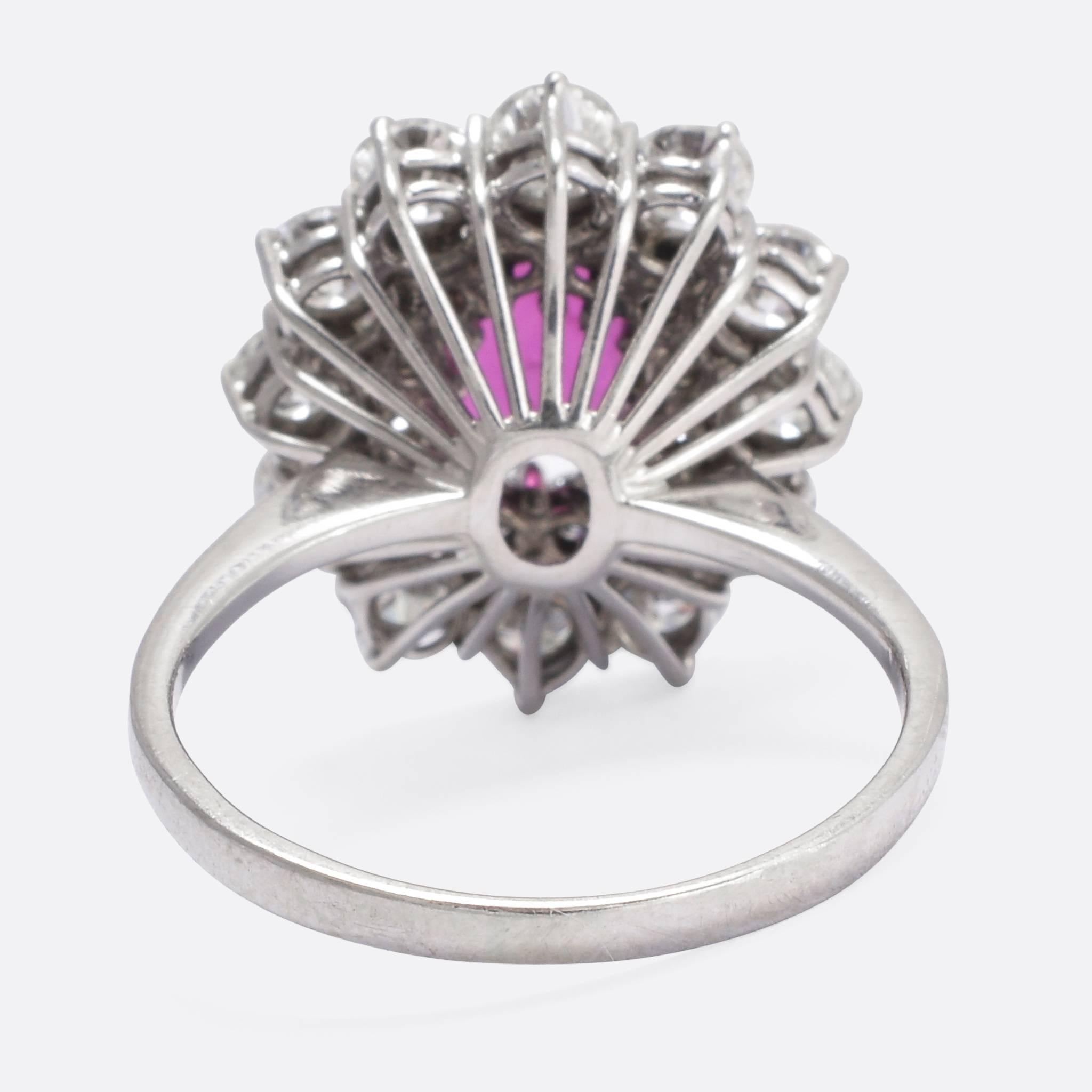 Vintage Ruby Diamond Flower Cluster Ring at 1stDibs vintage diamond