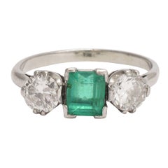 Art Deco Emerald and Diamond Trilogy Ring