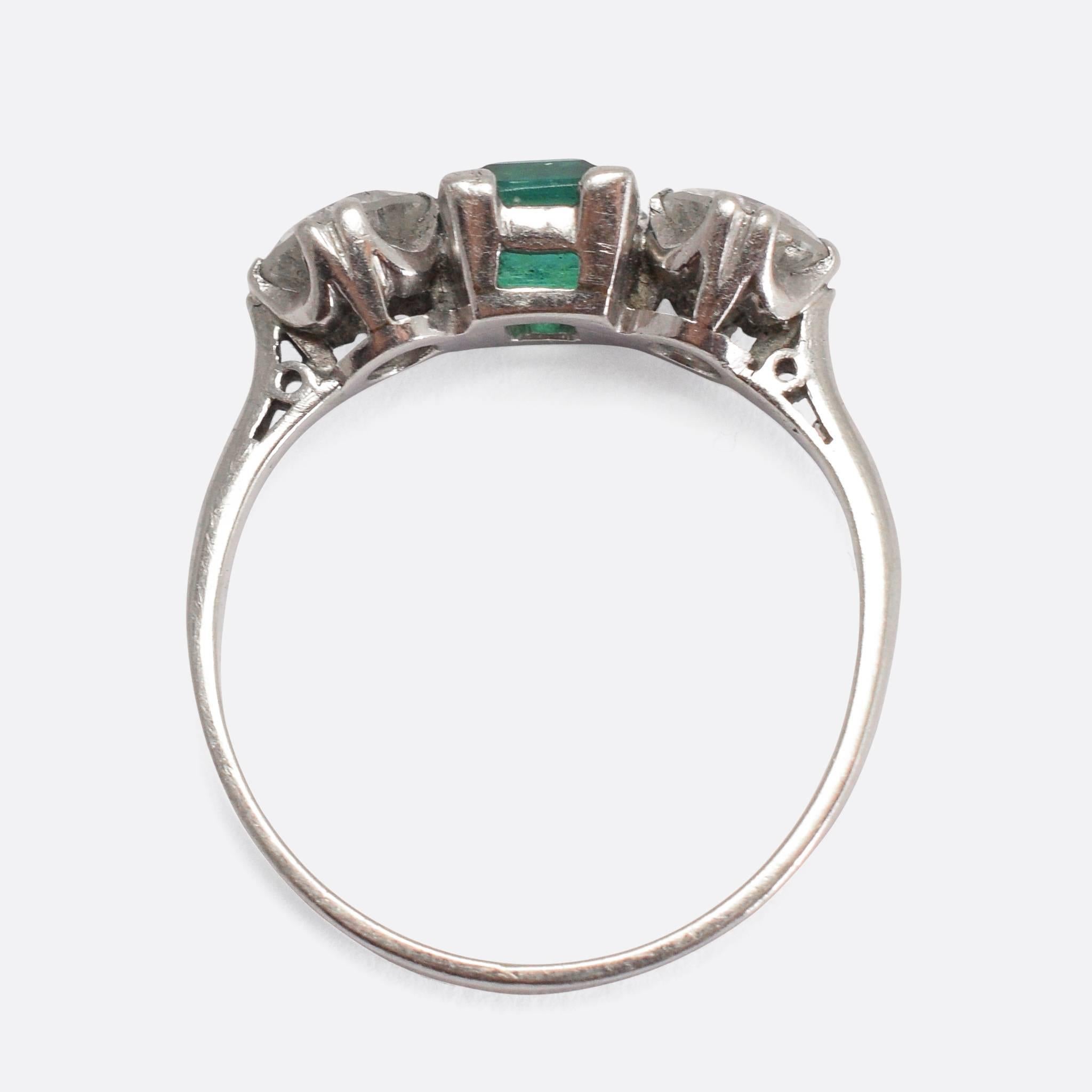 emerald diamond trilogy ring