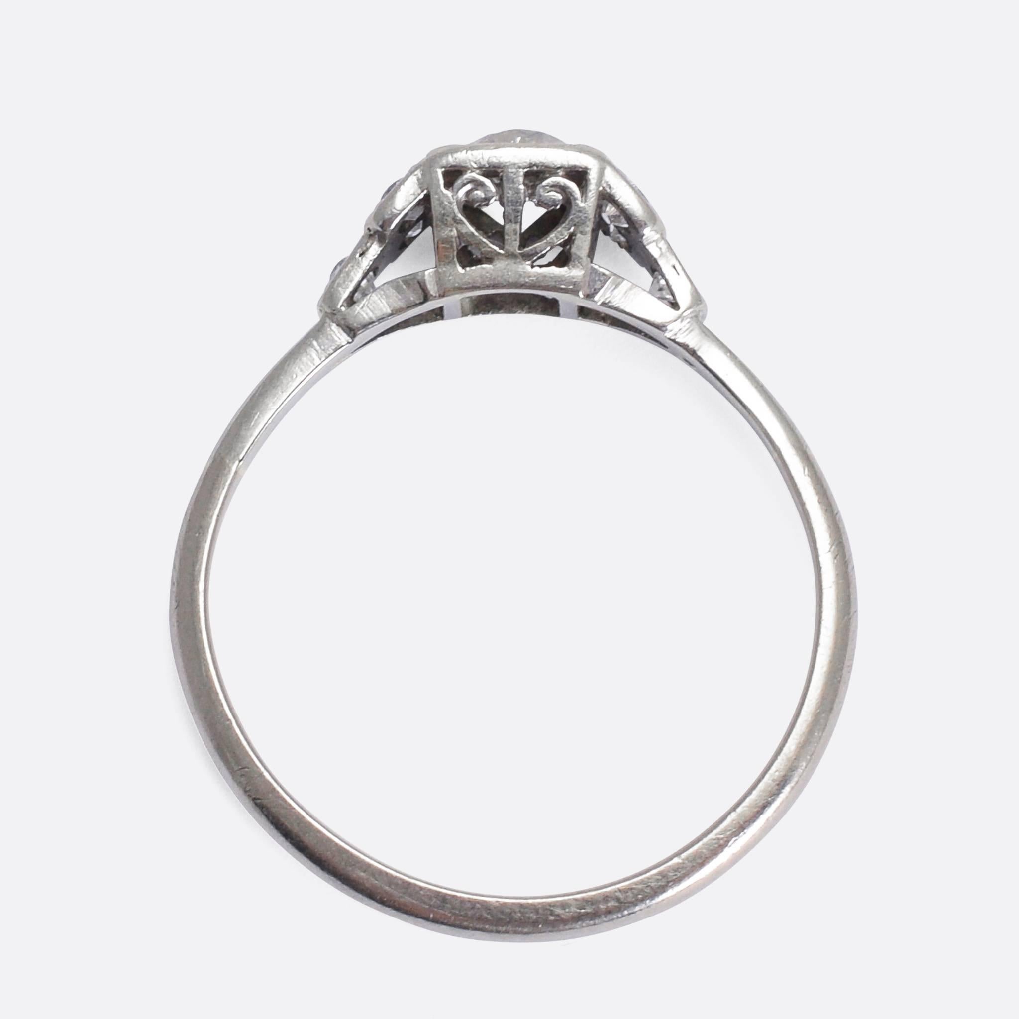Old European Cut Art Deco Diamond Solitaire Engagement Ring