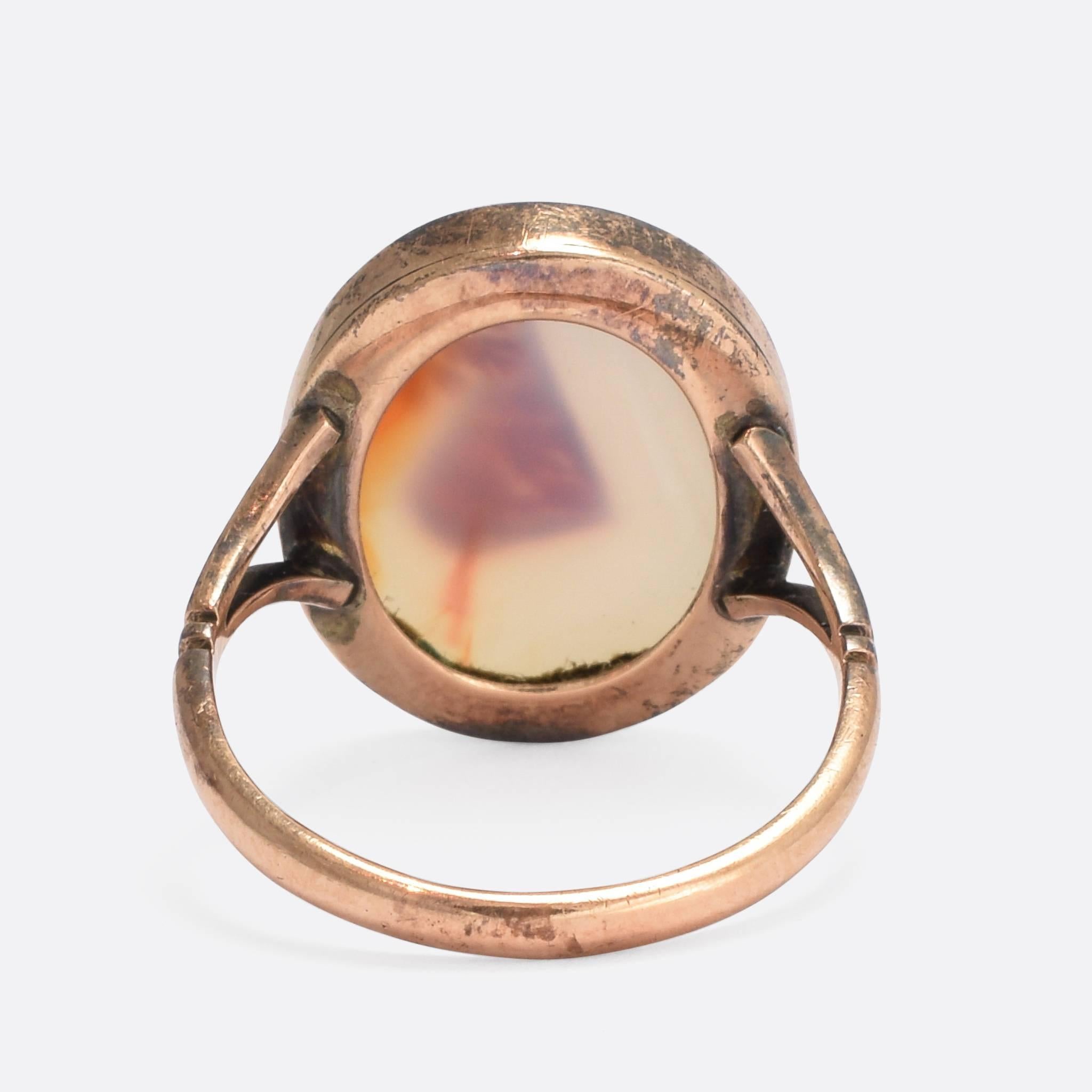 Oval Cut Antique Edwardian Blood Agate Ring