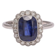 Edwardian Natural Sapphire and Diamond Engagement Ring