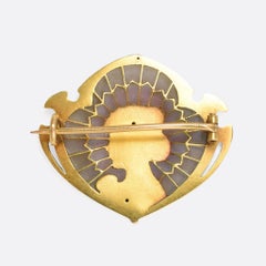Art Nouveau Plique-á-Jour Lady Brooch