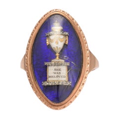 Antique 1780s Georgian "She Was Beloved" Navette Memorial Ring