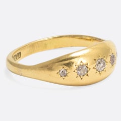 Bague gitane victorienne ancienne sertie de diamants en étoile