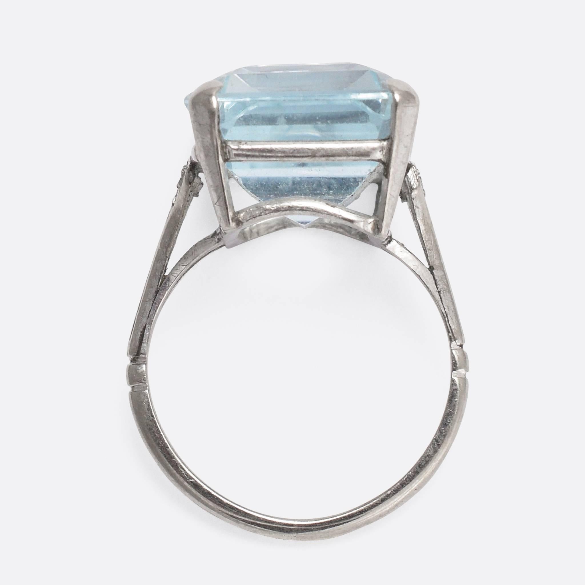 Art Deco Aquamarine Cocktail Ring In Excellent Condition In Sale, Cheshire