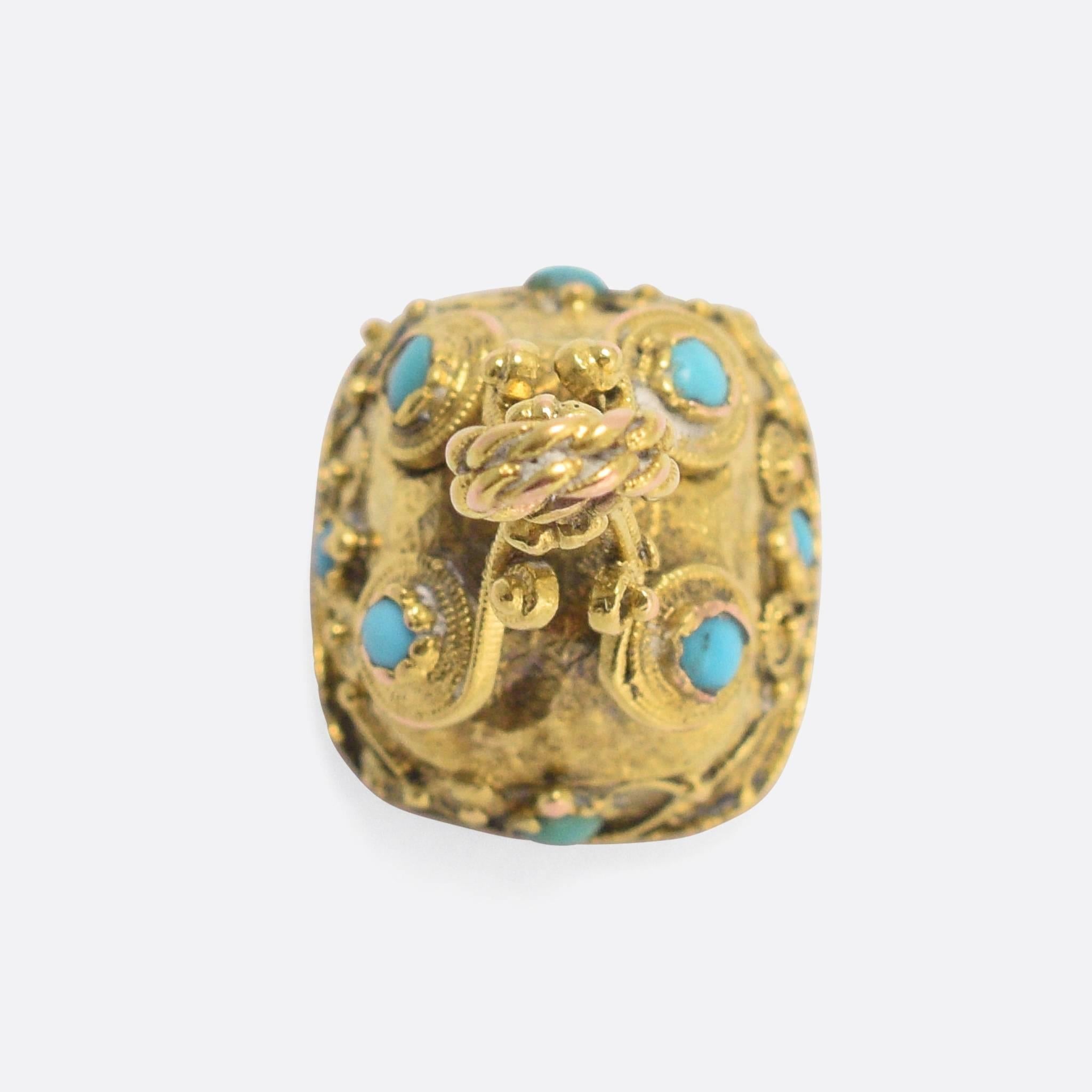 Georgian Regency Period Turquoise Seal Fob Pendant In Good Condition In Sale, Cheshire