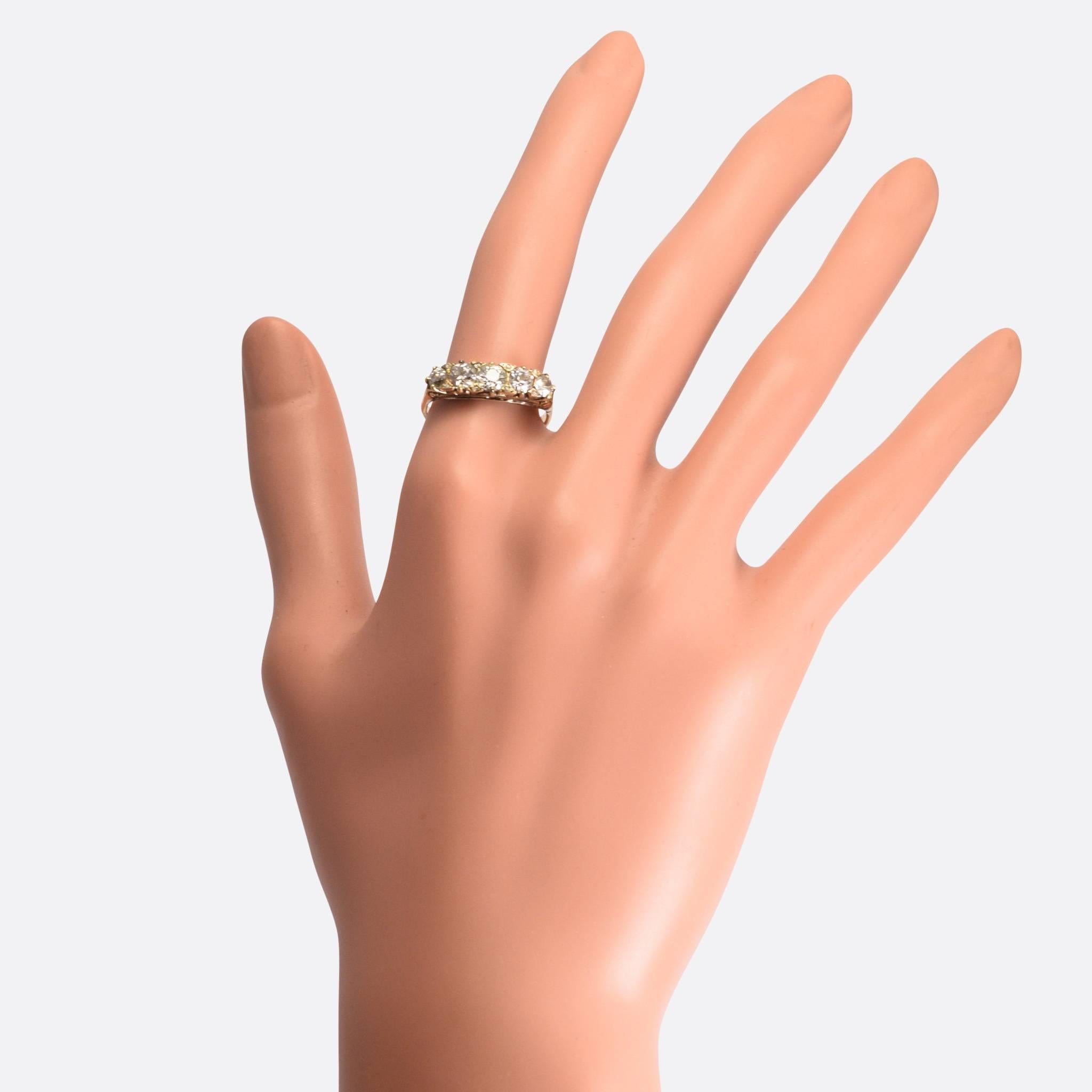 Women's Mid-Victorian 1.75 Carat Diamond Five-Stone Ring