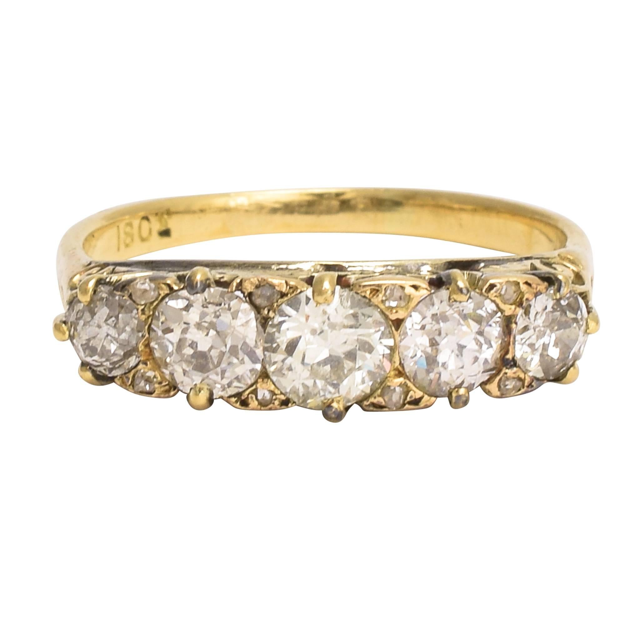 Mid-Victorian 1.75 Carat Diamond Five-Stone Ring