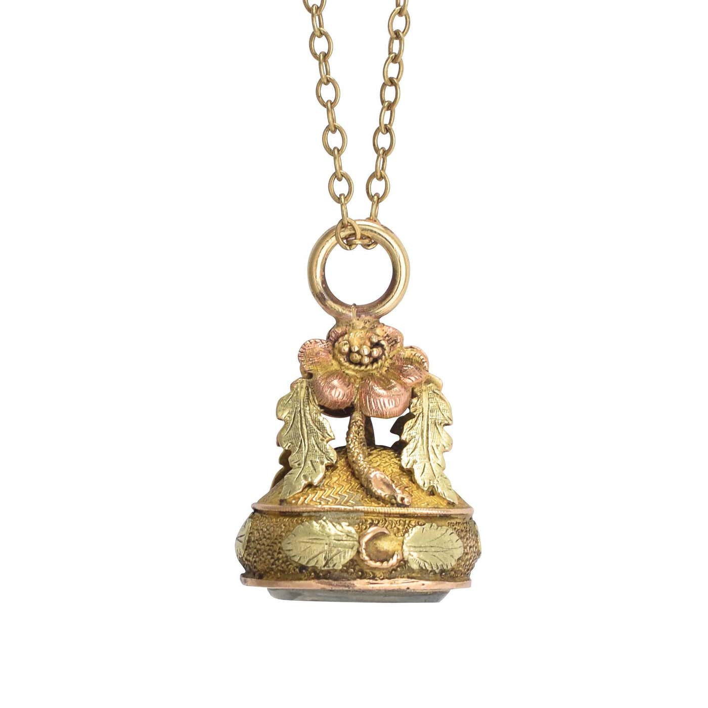 Georgian Three-Tone Gold Locket Fob Pendant at 1stDibs