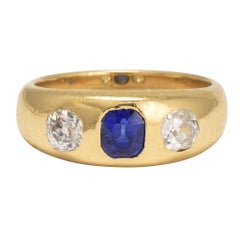 Antique Victorian Sapphire Diamond Gypsy Ring Antique Victorian Sapphire Diamond Gypsy Ring