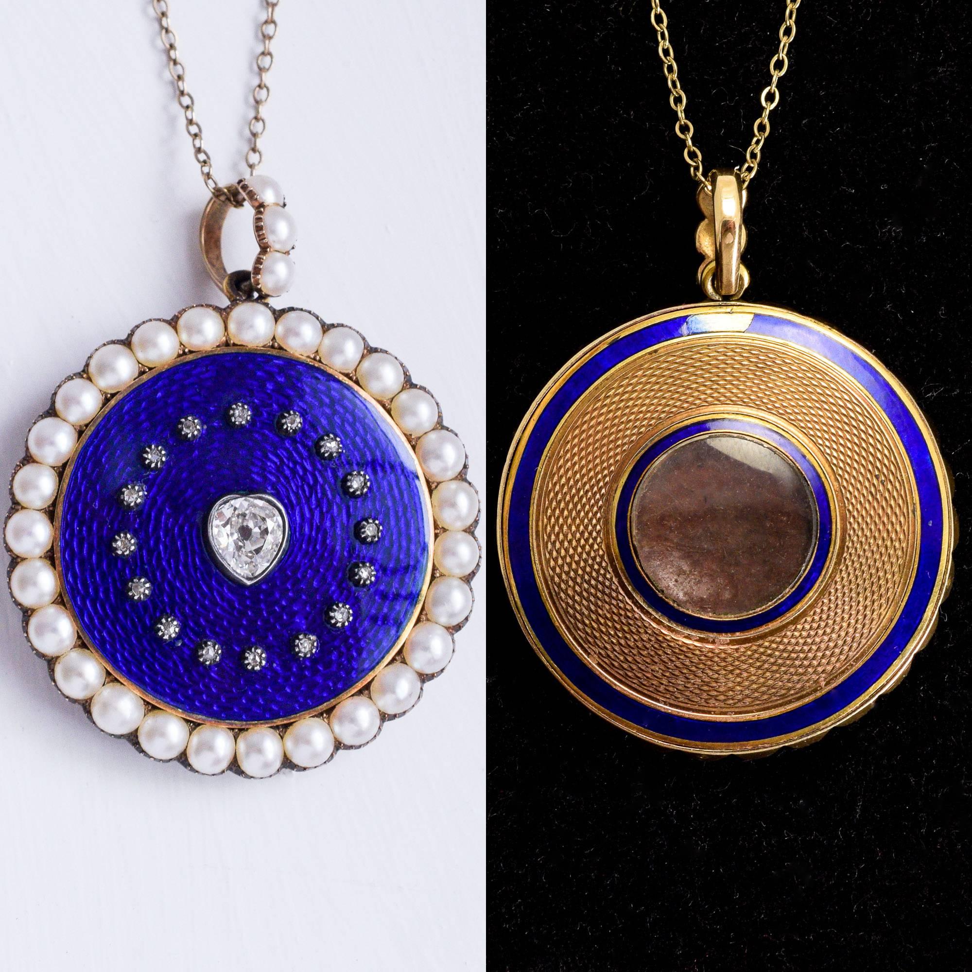 Women's Georgian Diamond Pearl Round Locket