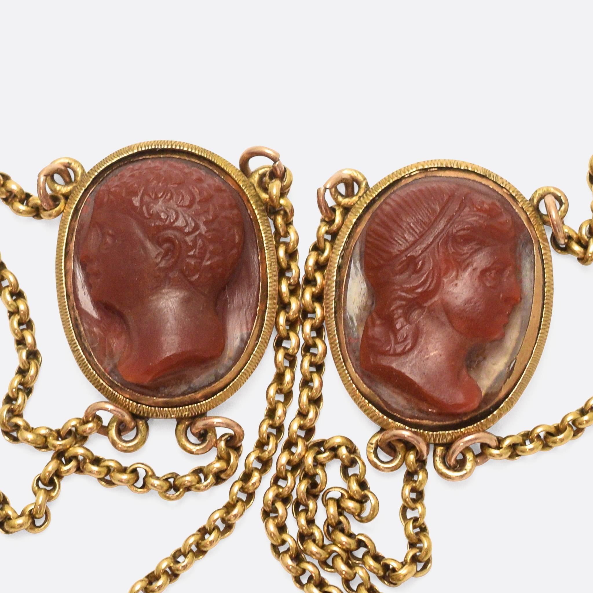 Women's Georgian Medusa Perseus Cameo Swag Necklace