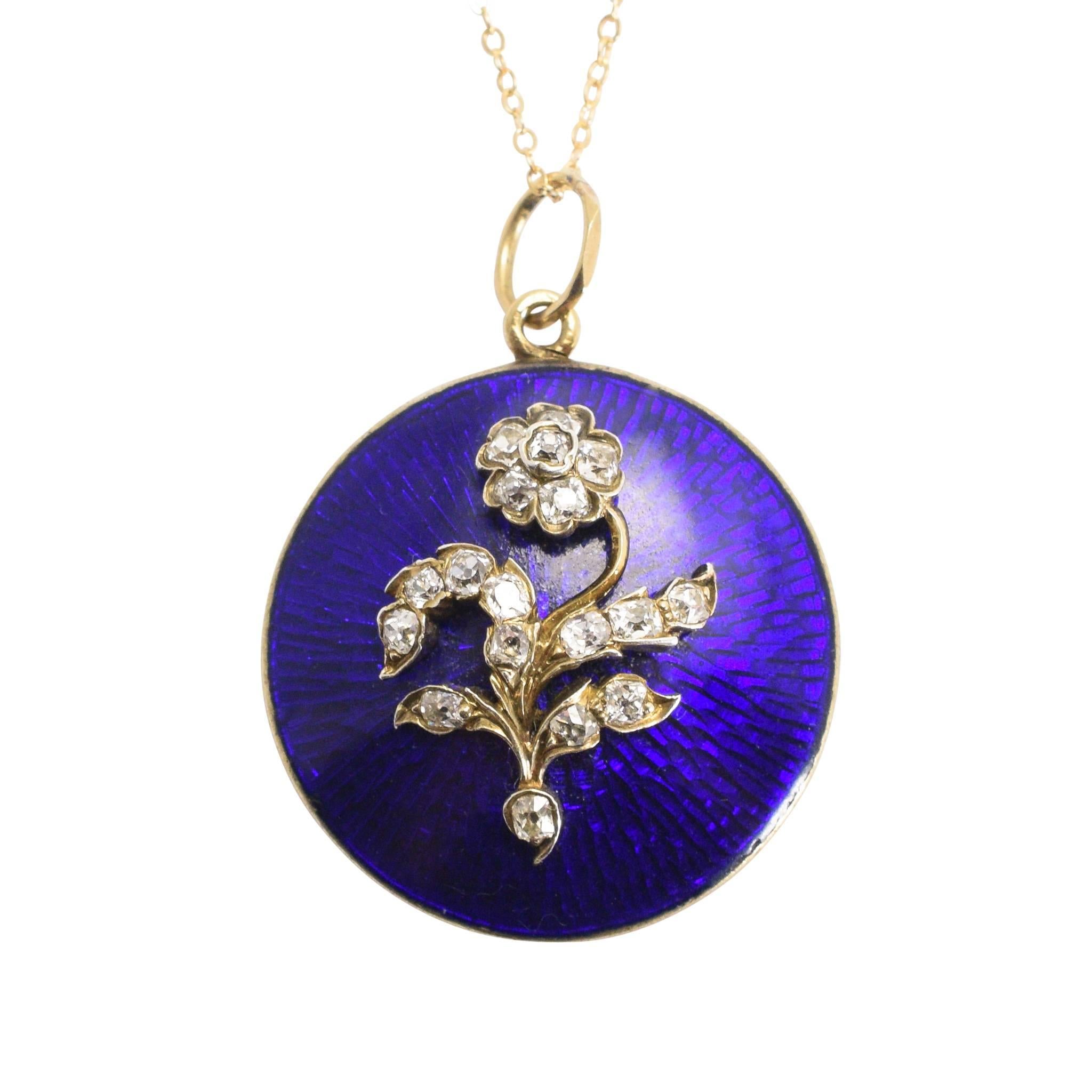 Mid-Victorian "Forget-Me-Not" Diamond Round Locket