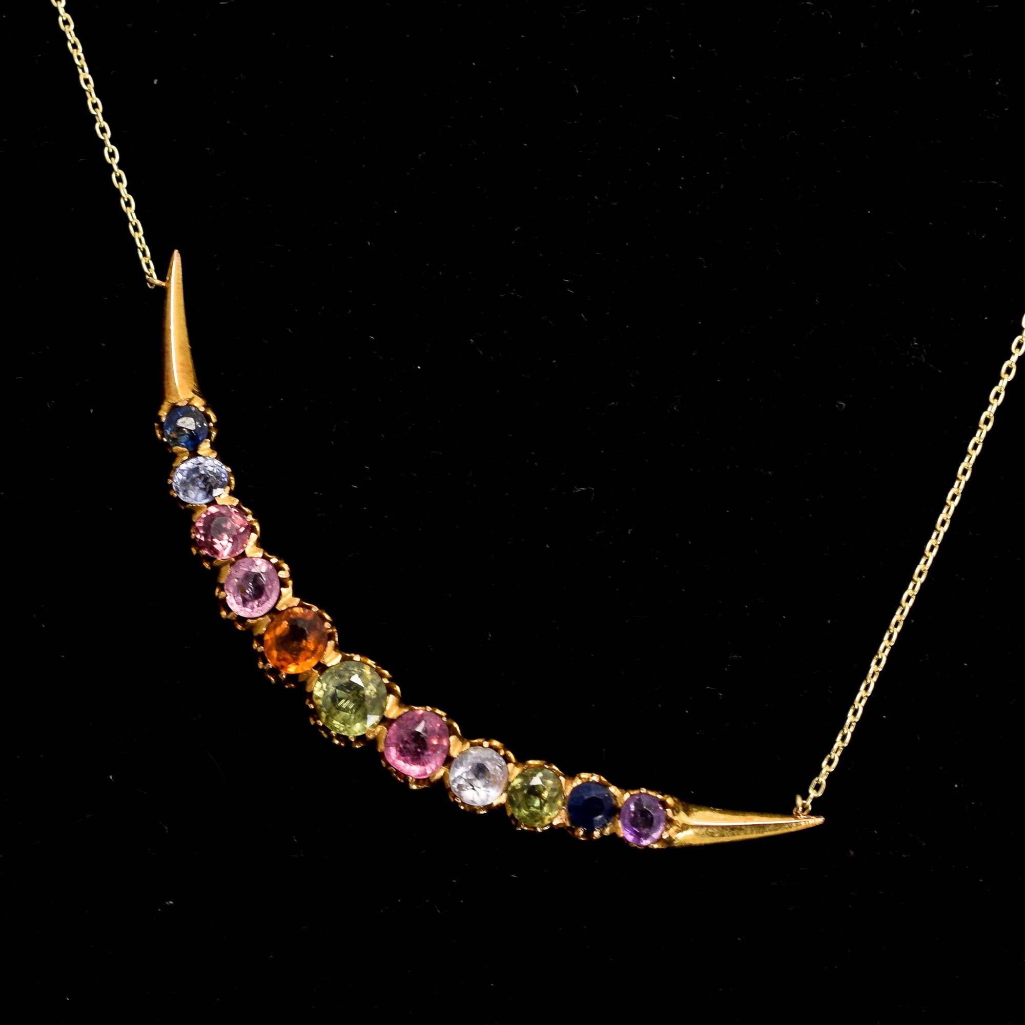 Women's or Men's Victorian Harlequin Crescent Necklace