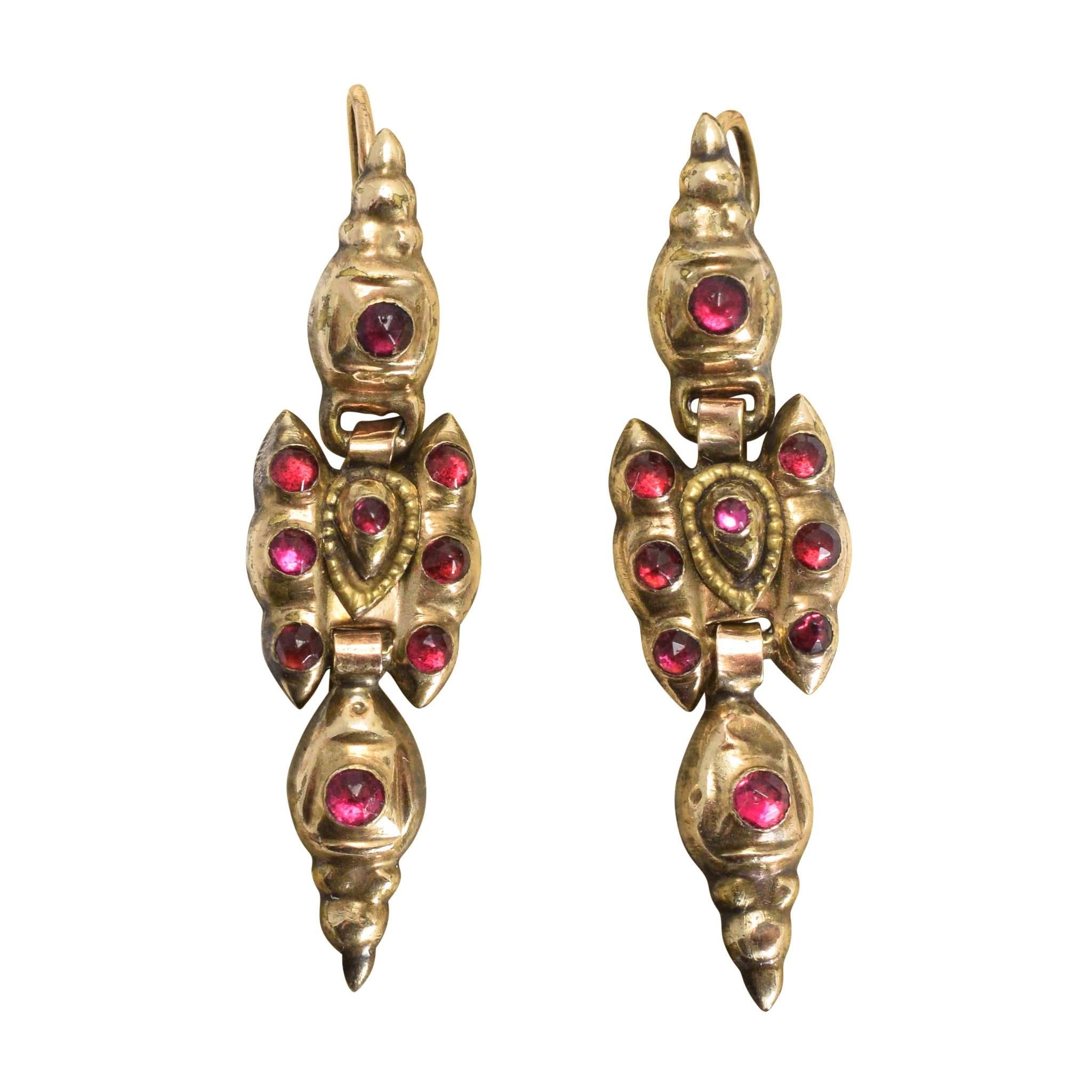 1700s Portuguese Garnet Earrings