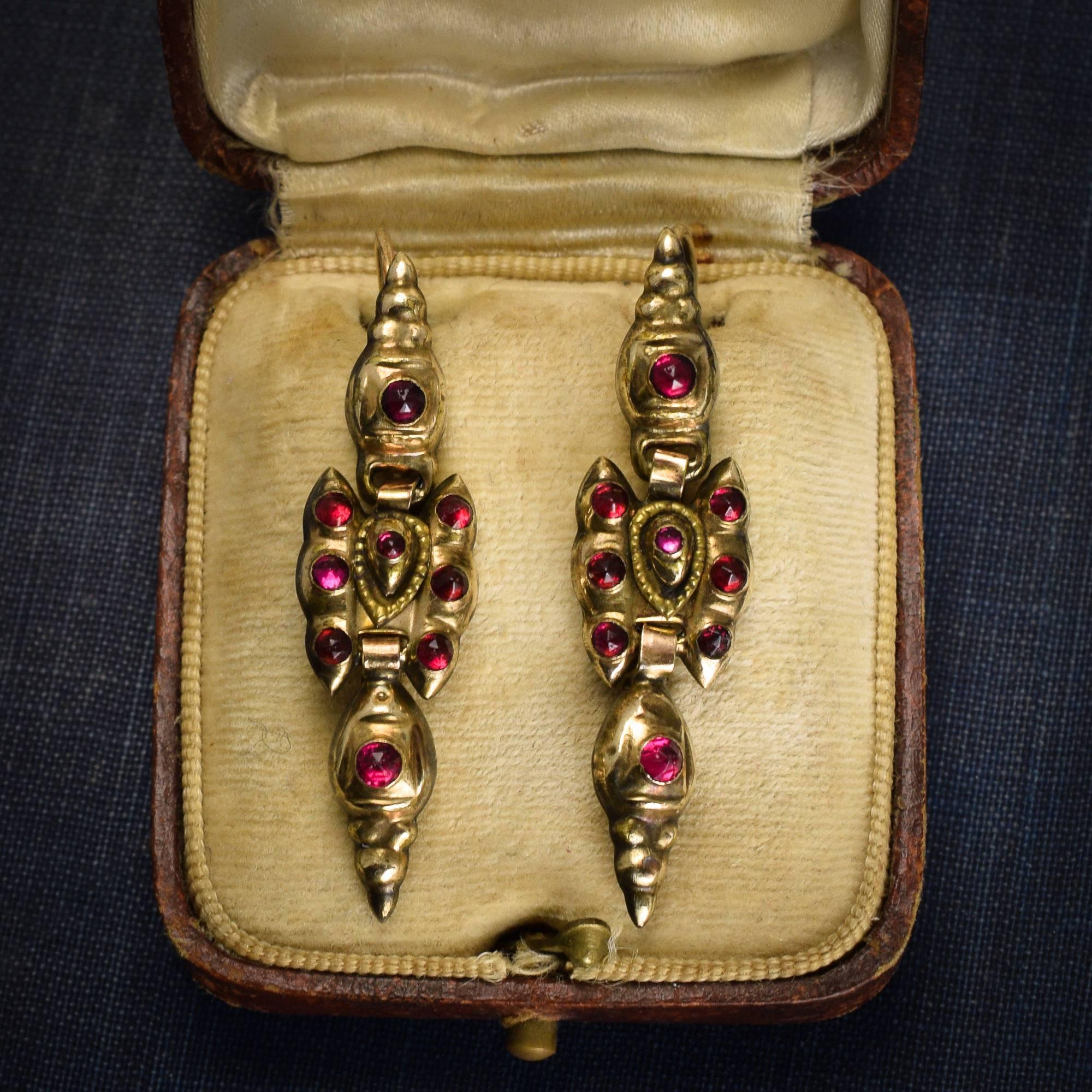 Rose Cut 1700s Portuguese Garnet Earrings