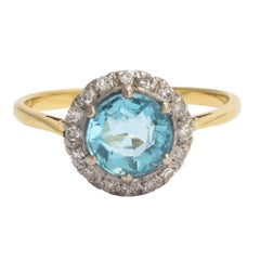 Art Deco Zircon Diamond Halo Ring