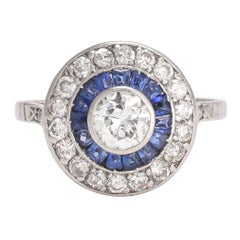 Art Deco Sapphire Diamond Target Ring