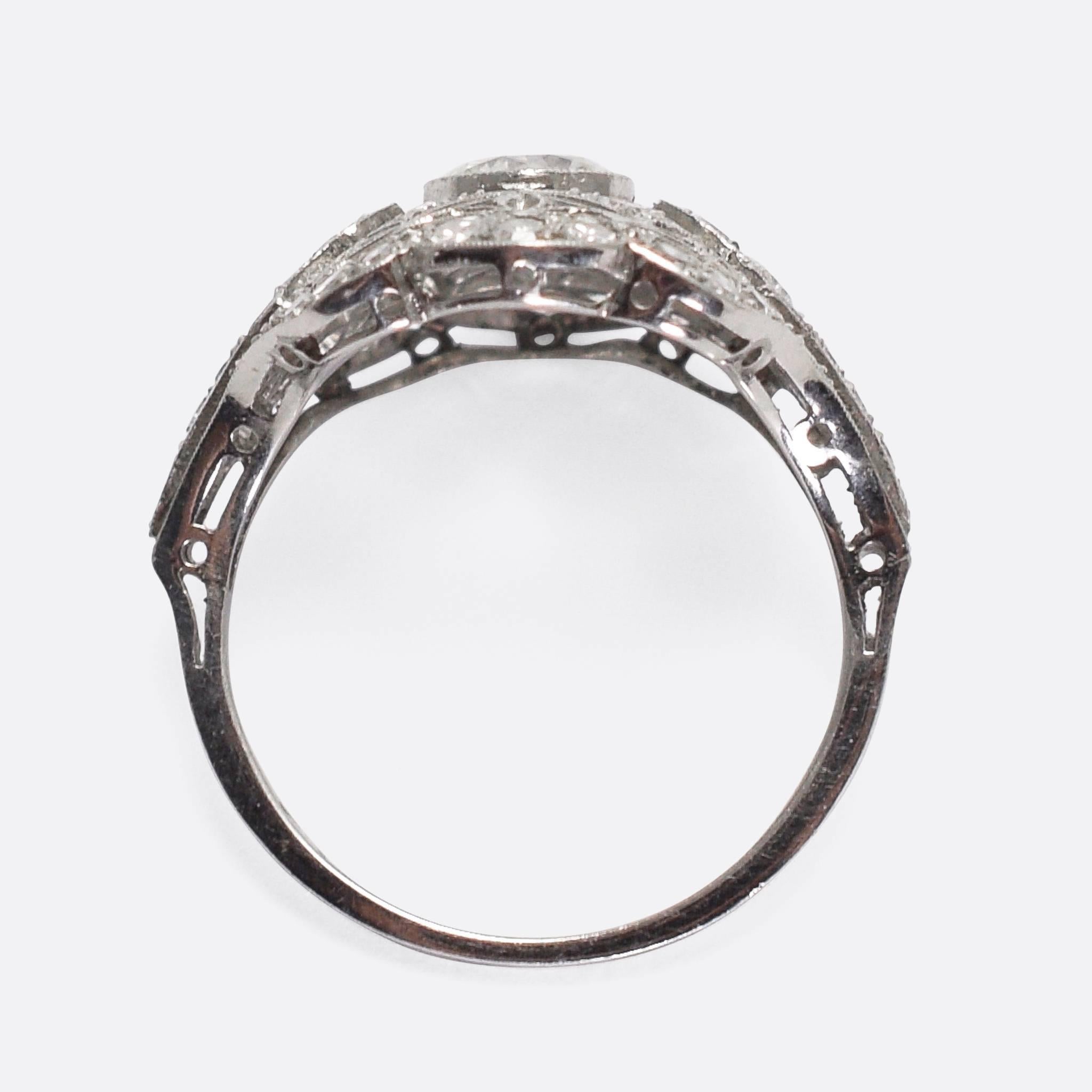Women's Edwardian Old Cut Diamond Openworked Cluster Ring
