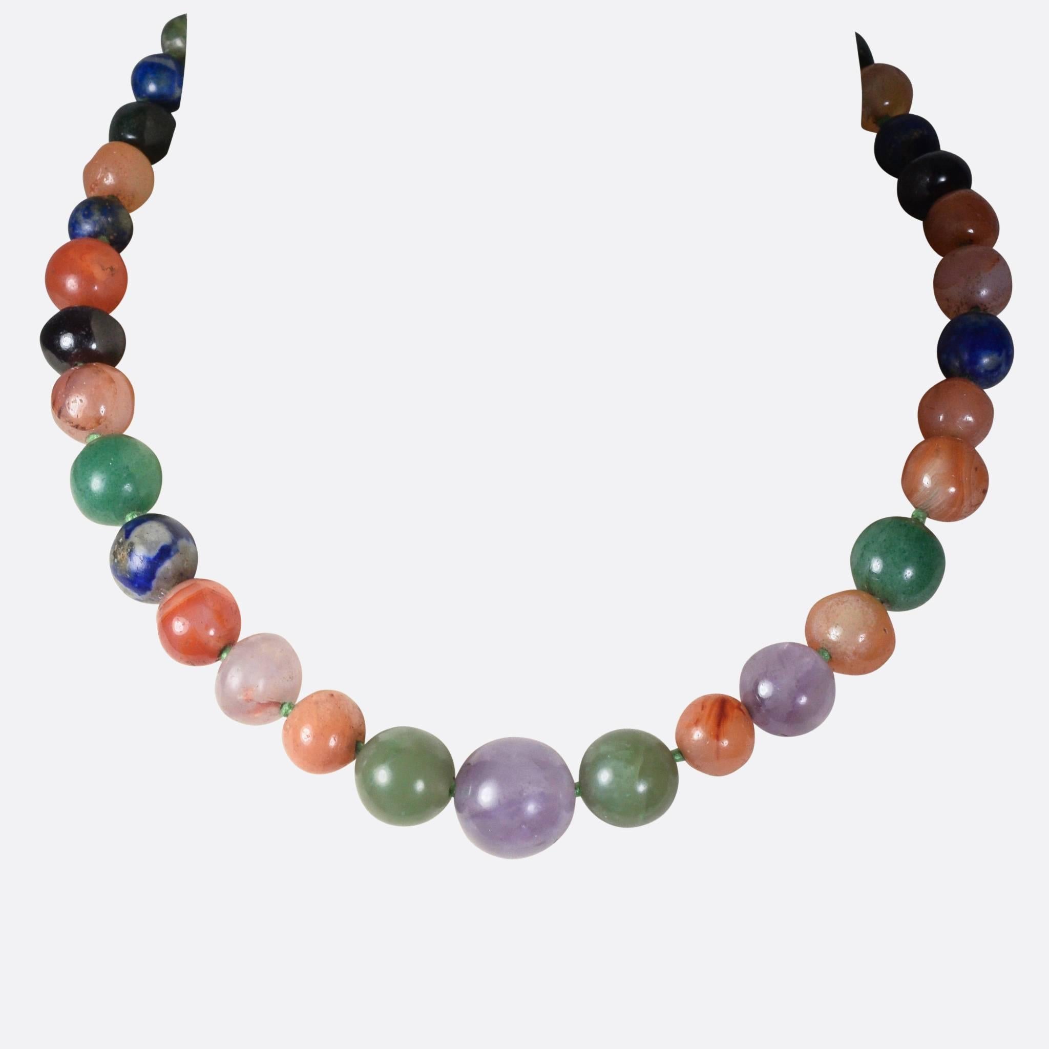 Women's Victorian Amethyst, Lapis and Agate Bead Necklace