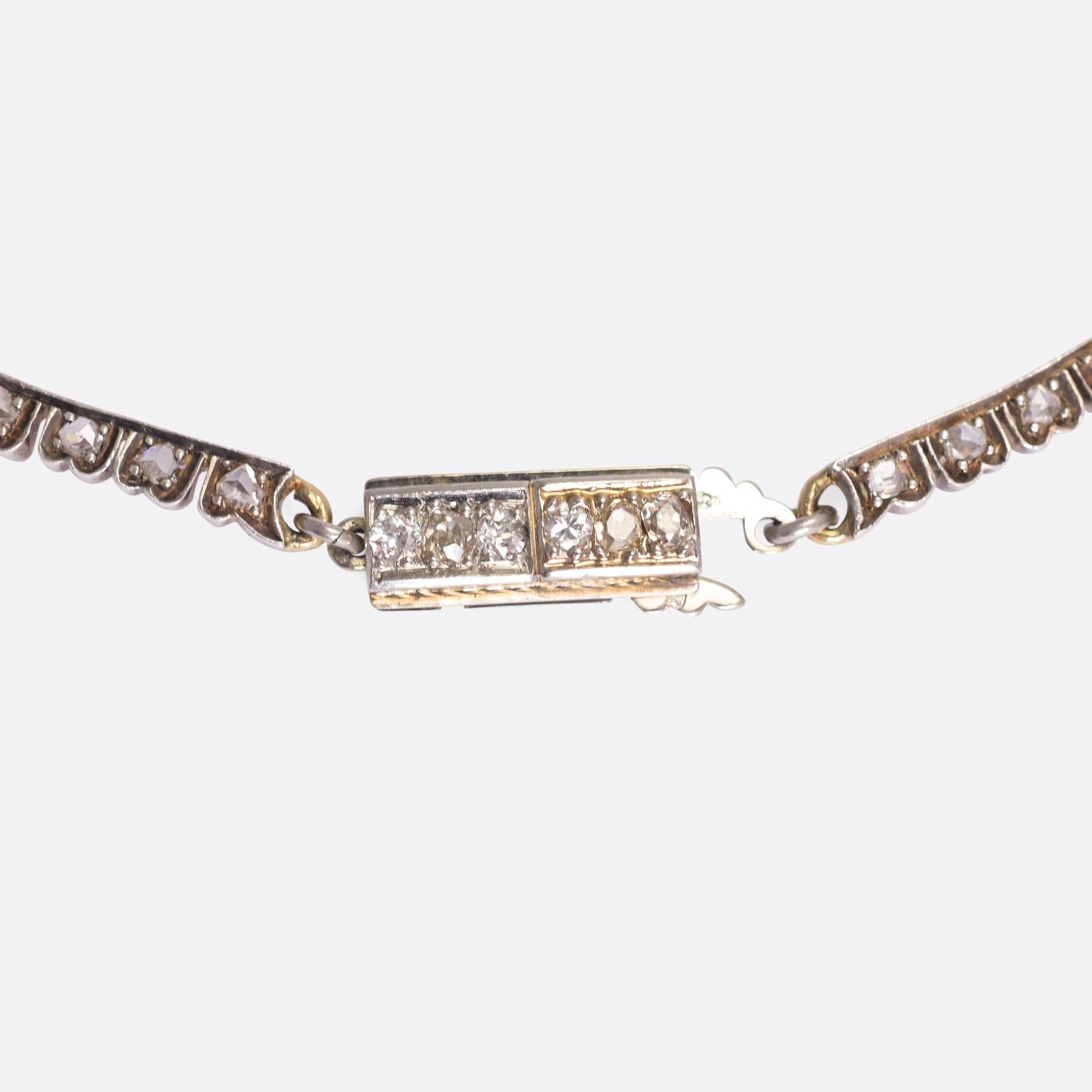 Antique Victorian 30 Carat Diamond Hearts Necklace In Excellent Condition In Sale, Cheshire