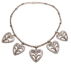 Antique Victorian 30 Carat Diamond Hearts Necklace