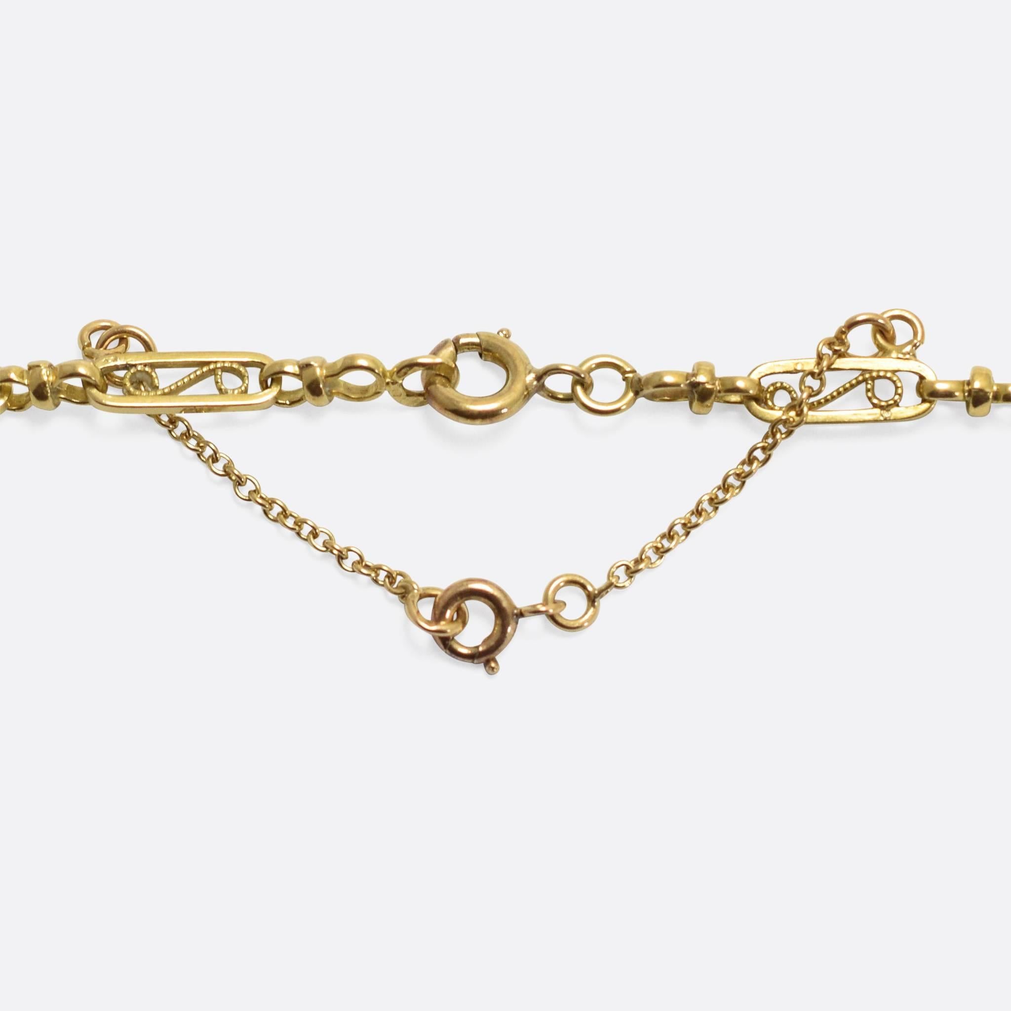 Late Victorian Antique French Openwork Gold Necklace