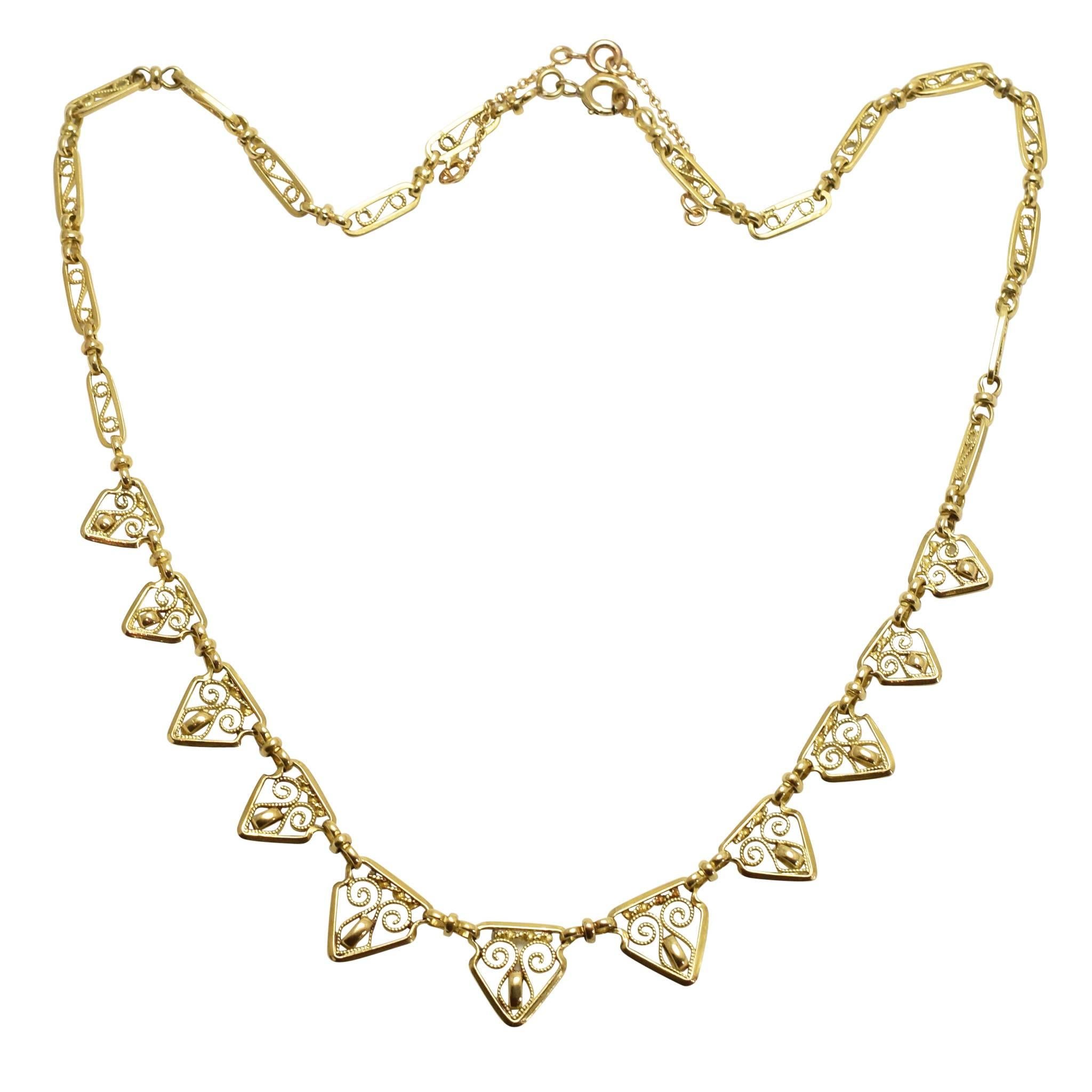 Antique French Openwork Gold Necklace