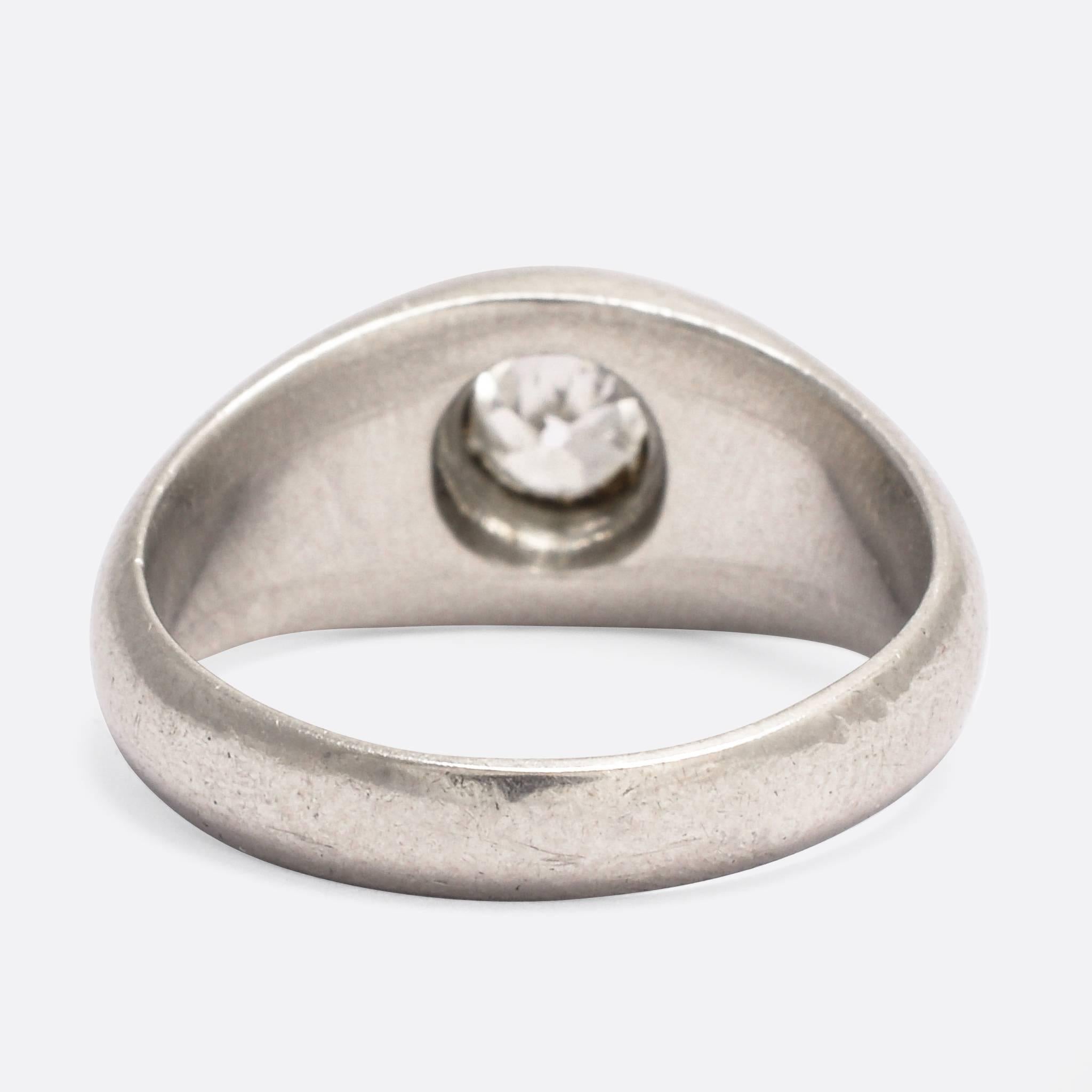 Victorian 1920s Platinum Diamond Gypsy Ring