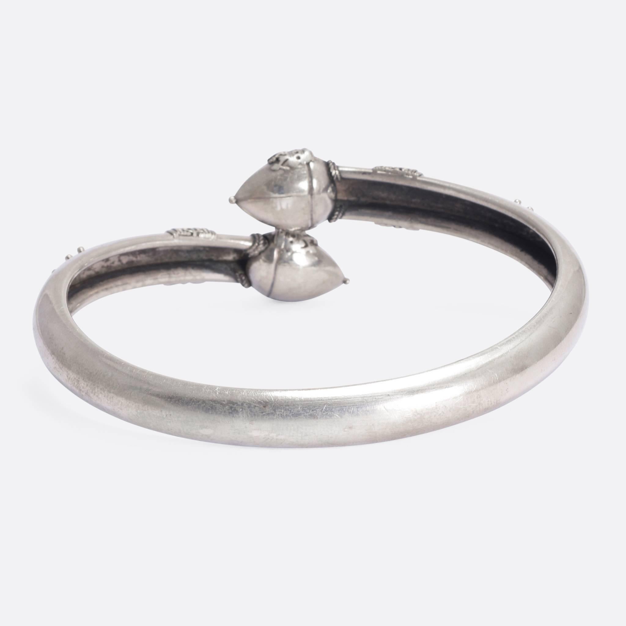 Victorian Etruscan Revival Silver Acorns Bangle In Good Condition In Sale, Cheshire
