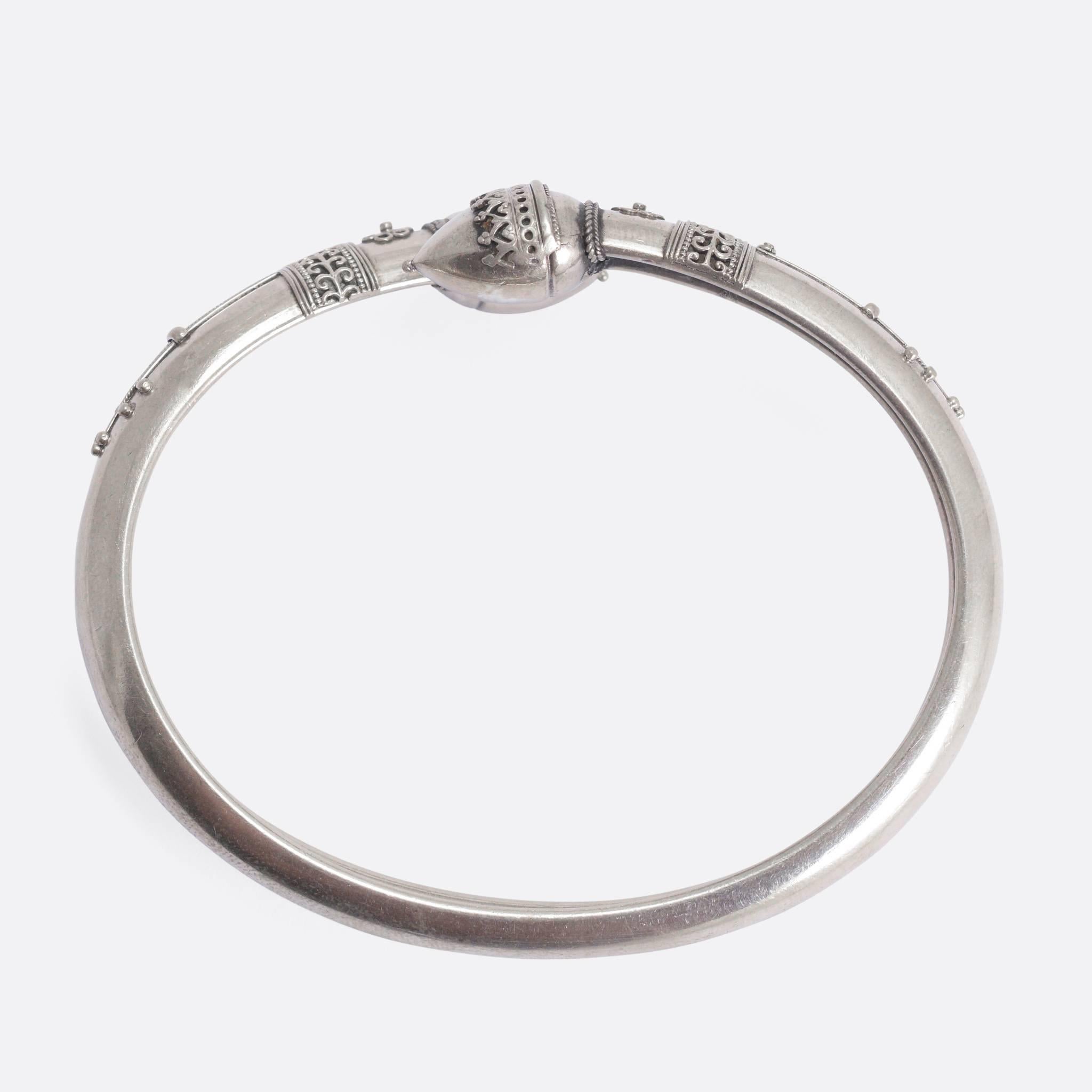 Women's Victorian Etruscan Revival Silver Acorns Bangle